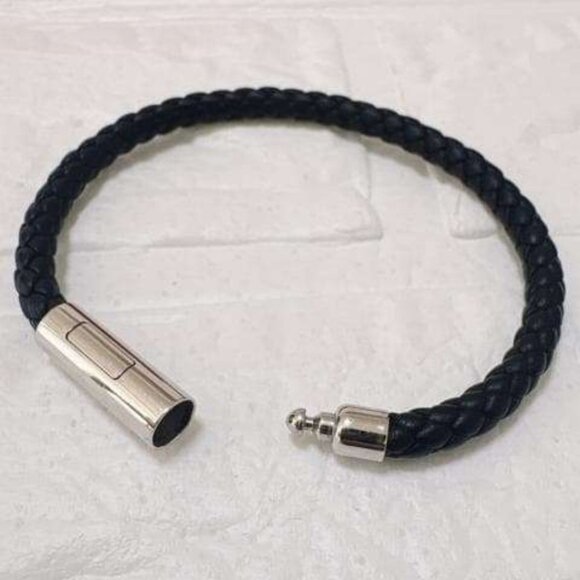 Hermes Goliath Leather Bracelet Silver Hardware Black - Picture 10 of 11